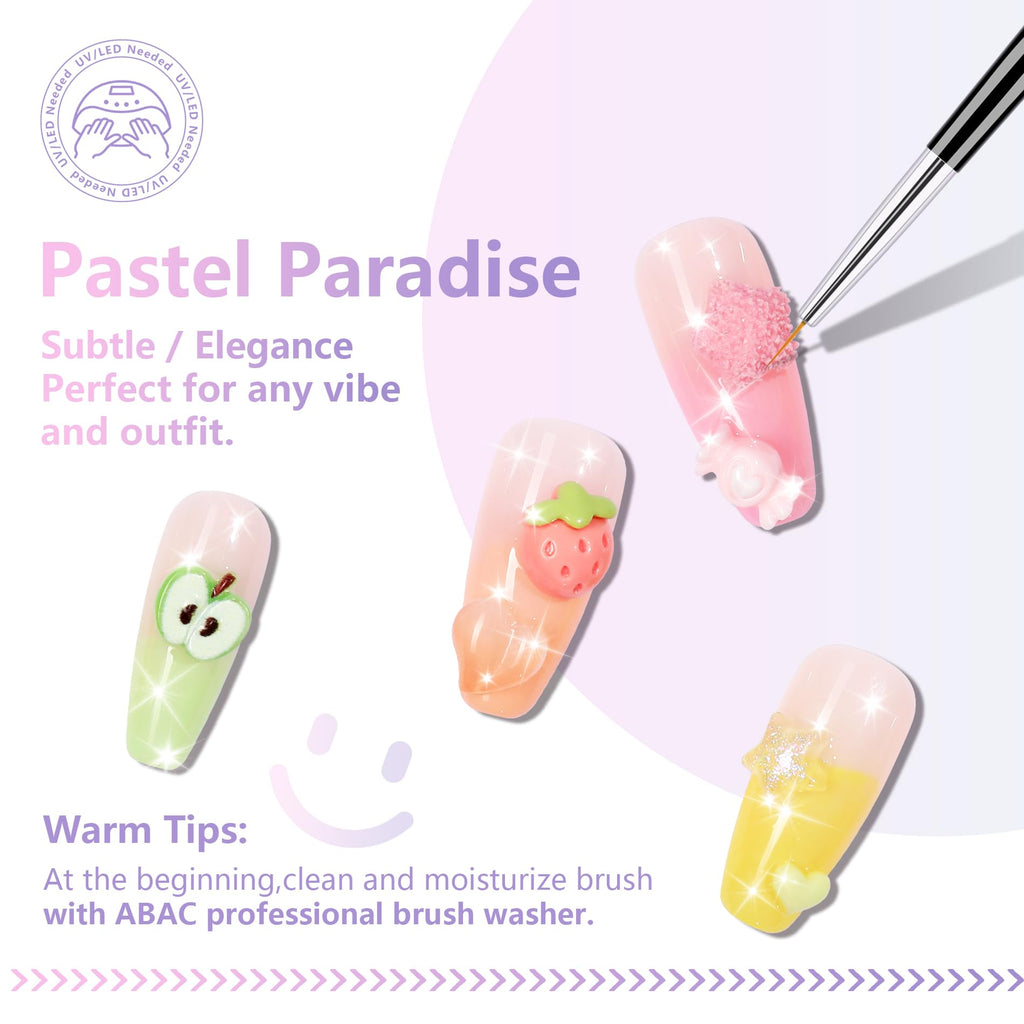 ABAC Pastel Shimmer Gel Polish Kit – 24 Hema-Free Colors for Ombre & Stamp Art