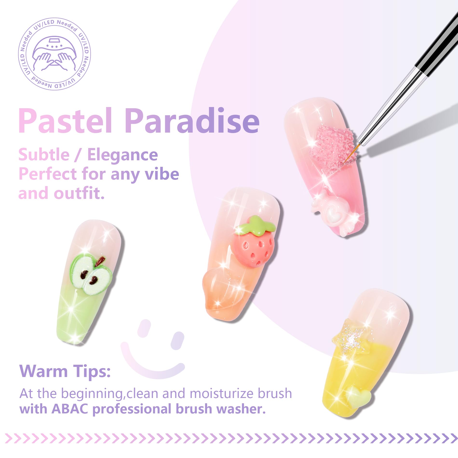 ABAC Pastel Shimmer Gel Polish Kit – 24 Hema-Free Colors for Ombre & Stamp Art