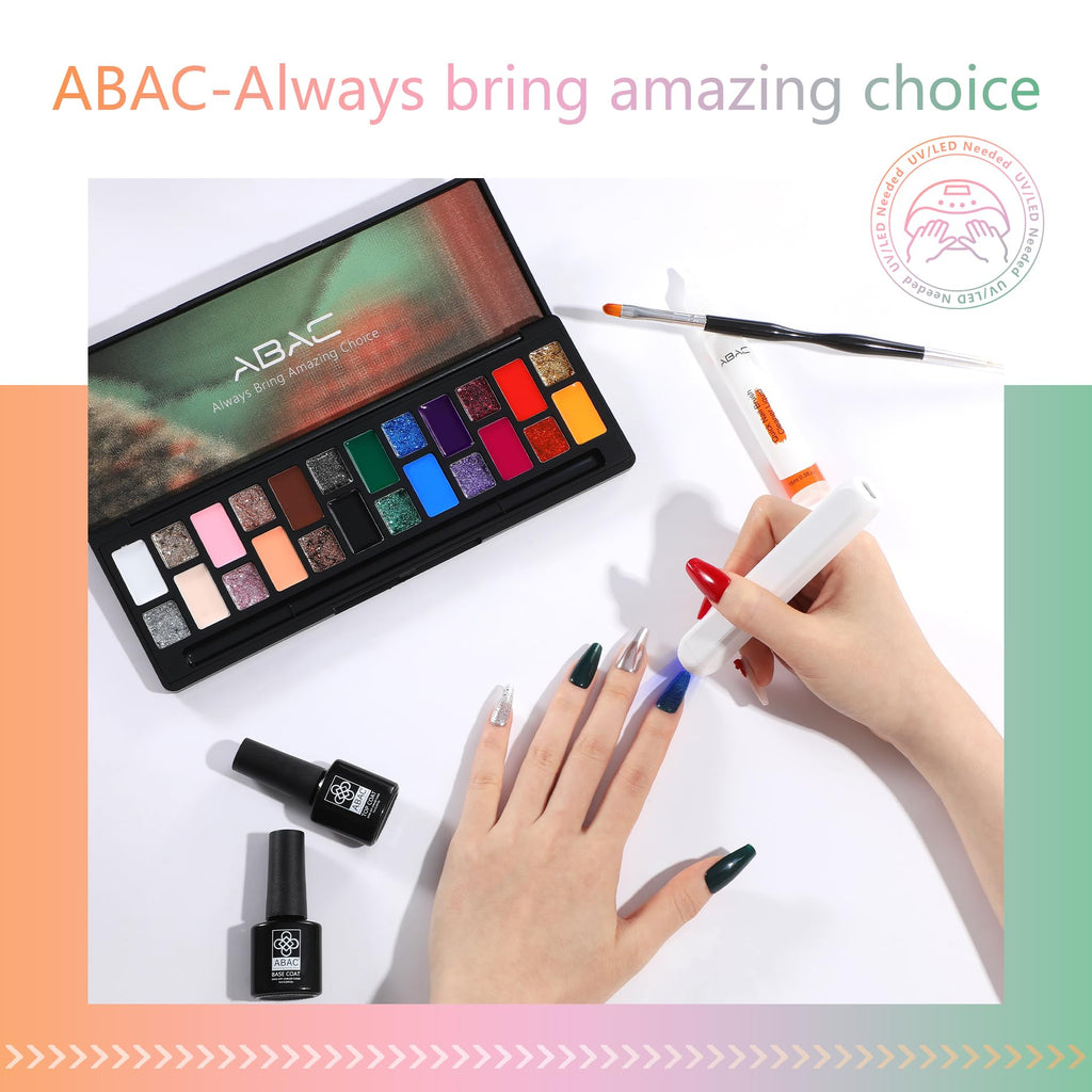 ABAC 24-Color Solid Gel Nail Polish Kit – Hema-Free, No-Spill Pro Brush