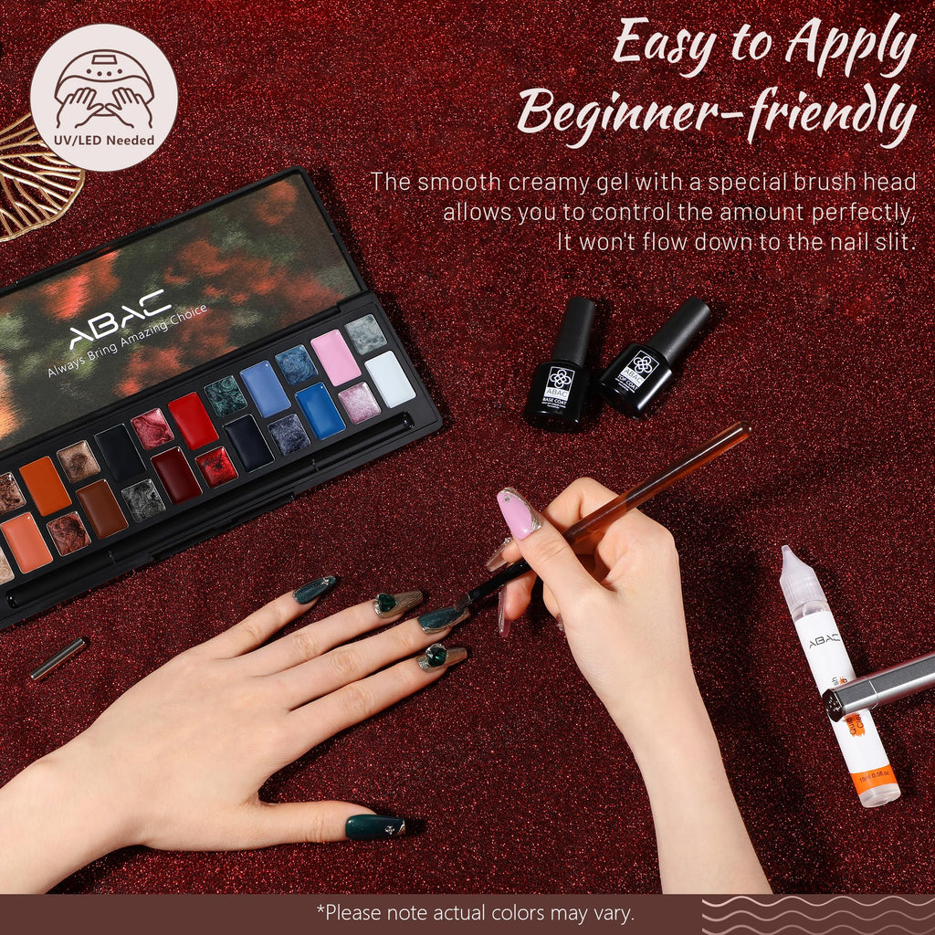 ABAC Solid Cat Eye Gel Polish Palette – HEMA-Free, 24 Colors, Pro Magnet & Brush, LED/UV Ready