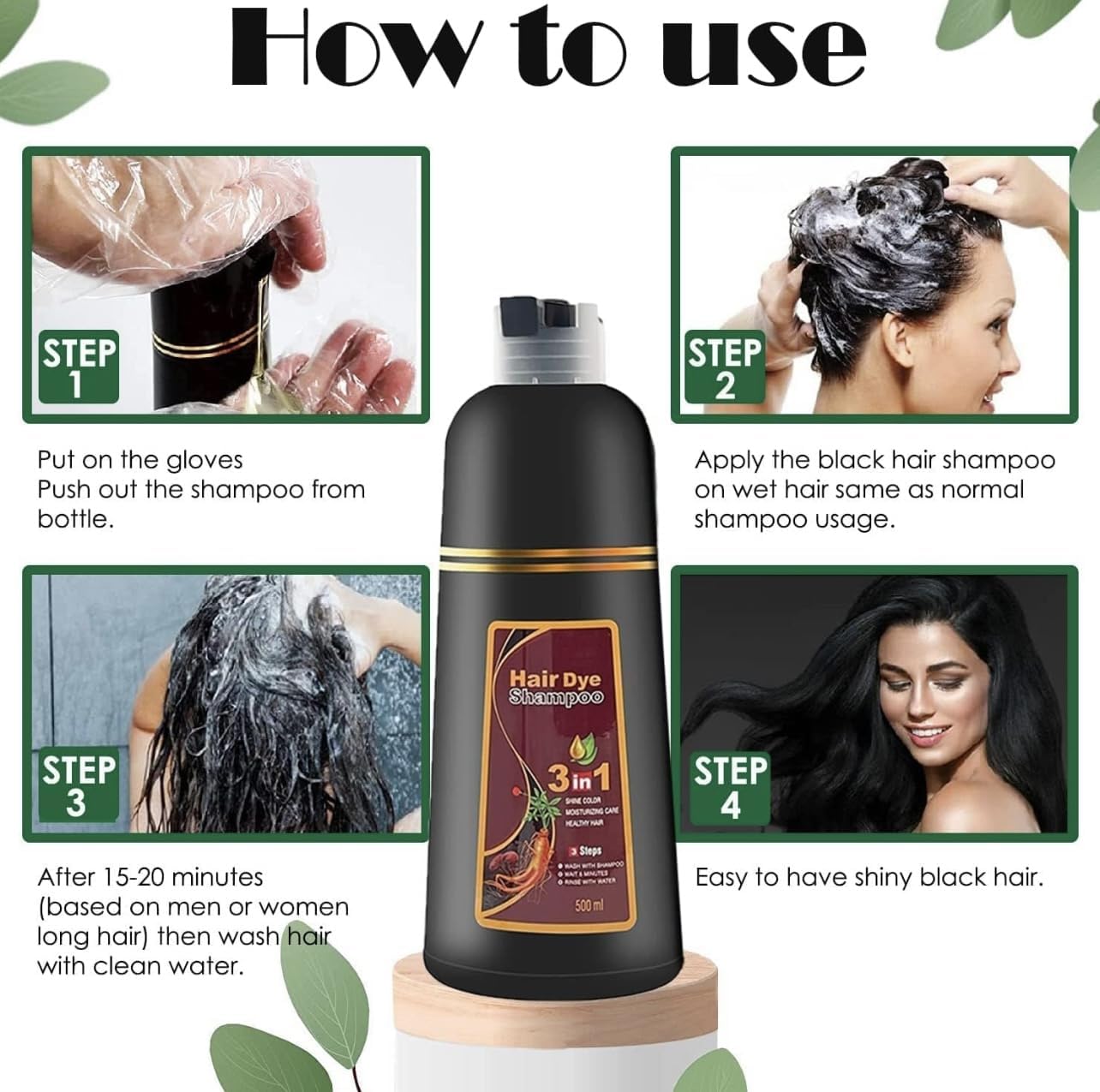 ABBASI & CO Dark Brown Hair Dye Shampoo 3-in-1 – Ammonia-Free Gray Coverage (500ml)