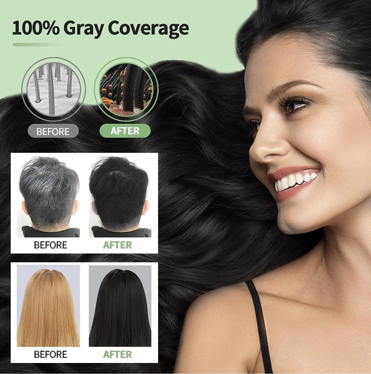 ABBASI & CO Hair Dye Shampoo – 3-in-1 Gray Coverage, Natural Plant-Based, Ammonia-Free 500ml