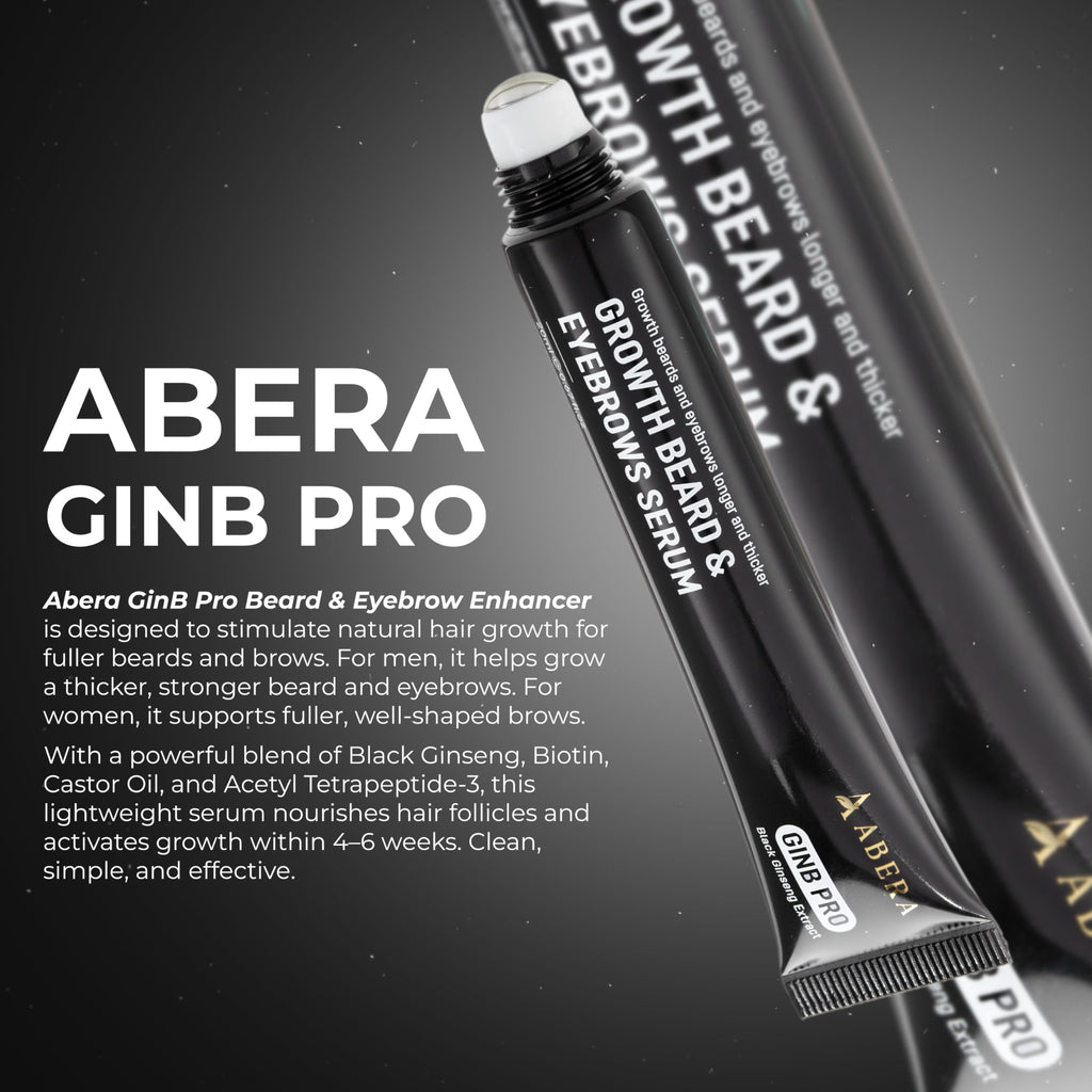 ABERA Ginb Advanced Growth Serum for Beard & Eyebrows — Biotin, Panax Ginseng, Acetyl Tetrapeptide-3