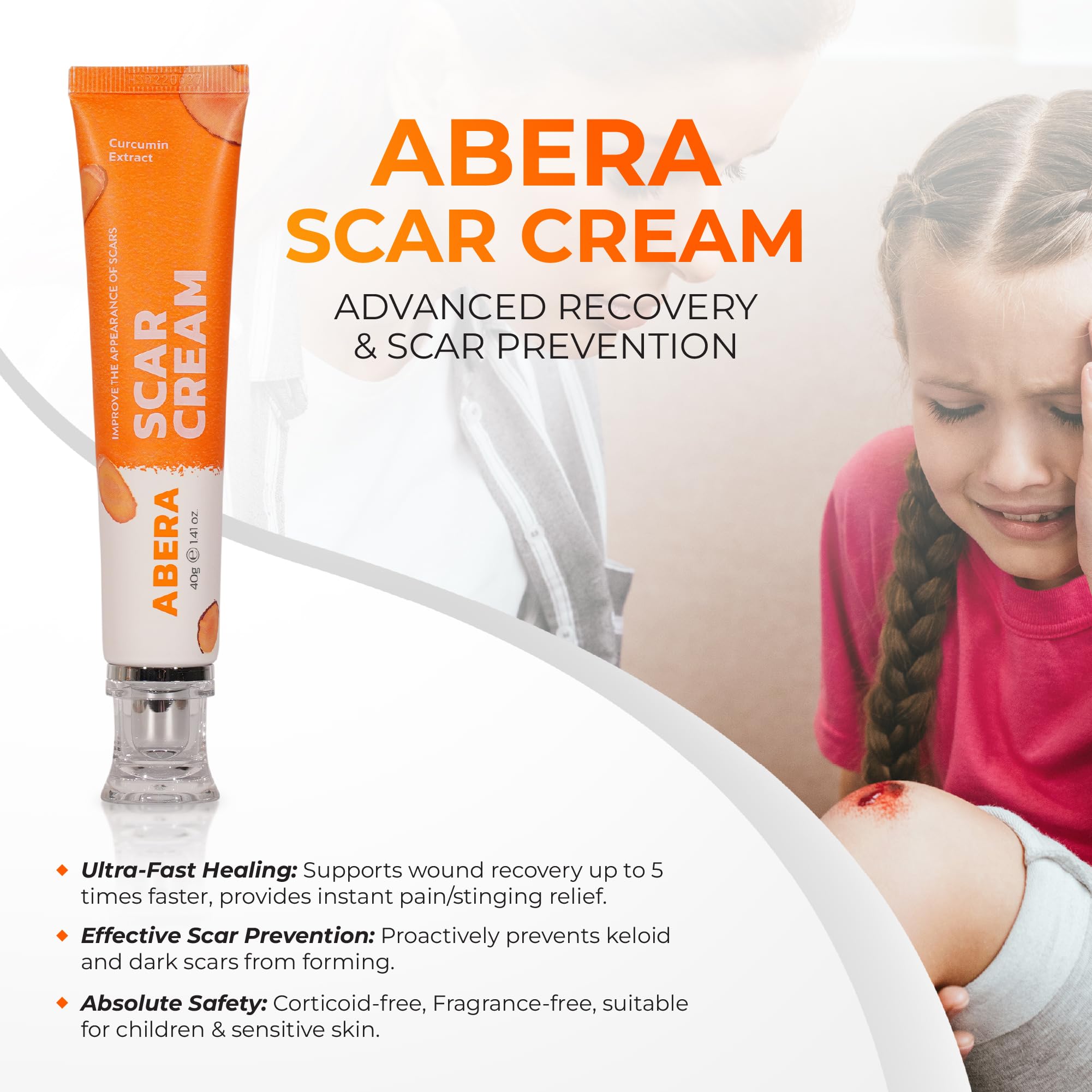ABERA Scar Cream Upgrade – Skin Regeneration & Repair Cream for Wounds, Scratches & Irritated Skin (1.41 oz)