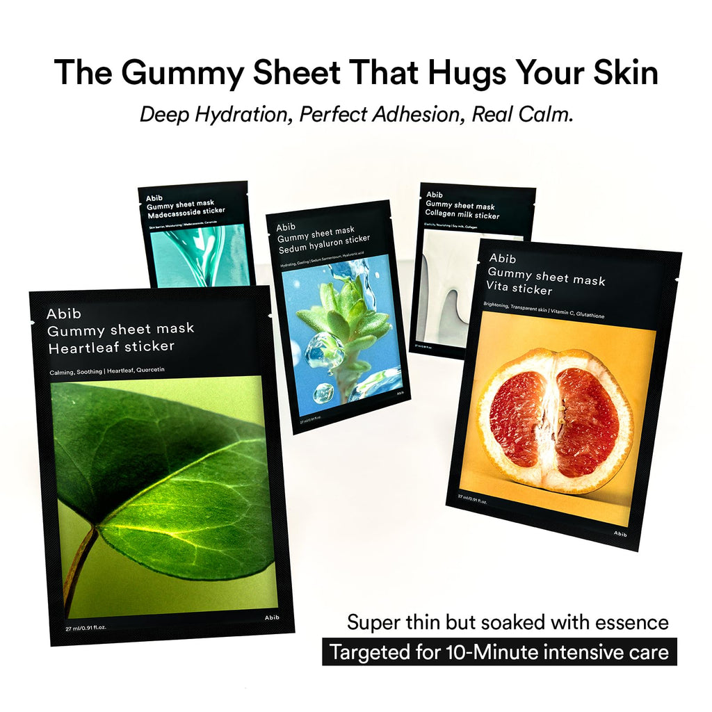 Abib Gummy Sheet Mask Milk Sticker – 10 Sheets for Hydration & Elasticity | K-Beauty