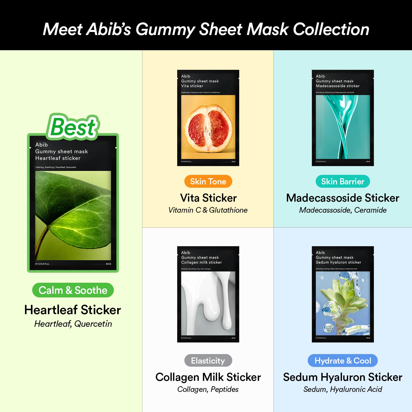 Abib Gummy Sheet Mask Milk Sticker – 10 Sheets for Hydration & Elasticity | K-Beauty