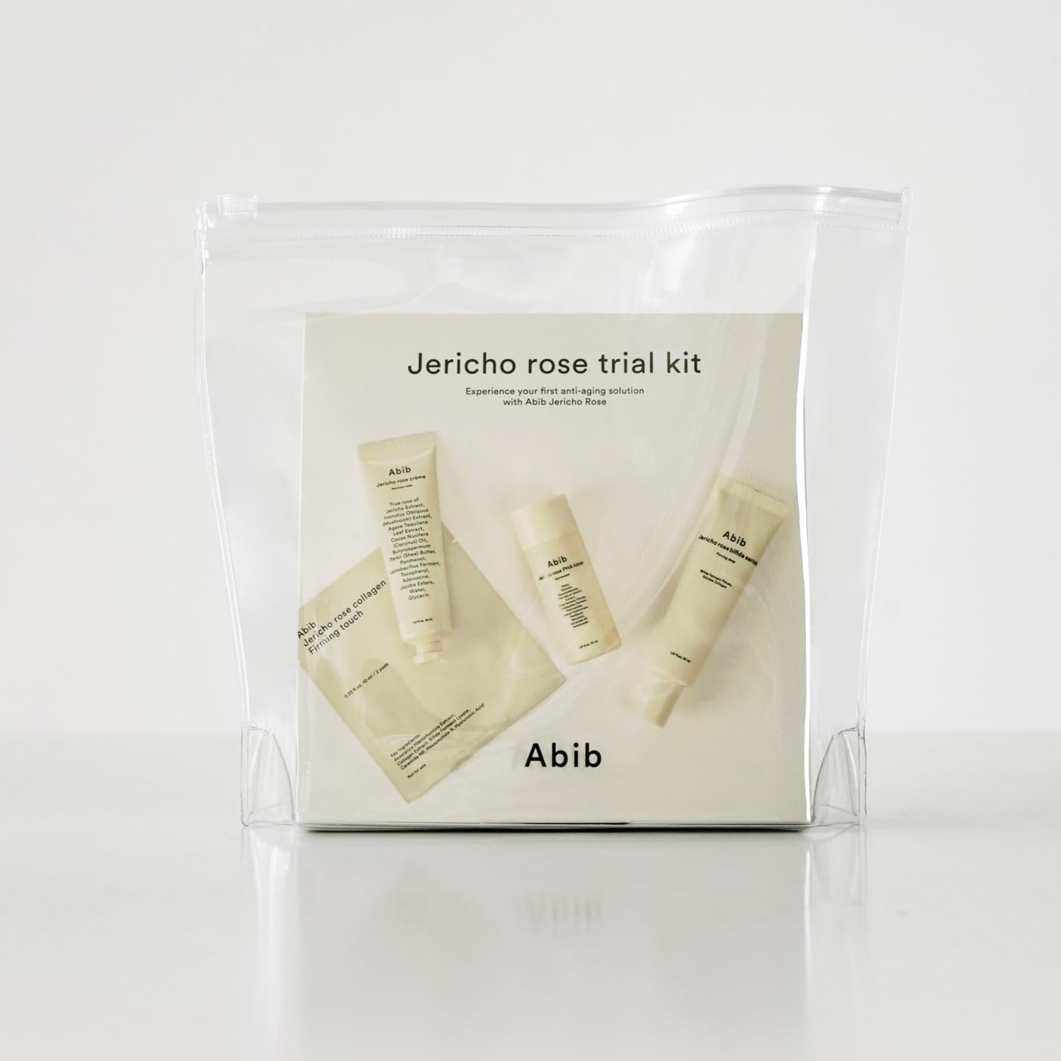 Abib Jericho Trial Kit – Travel-Ready Korean Skincare (Toner Pads, Cream, Serum) Beige