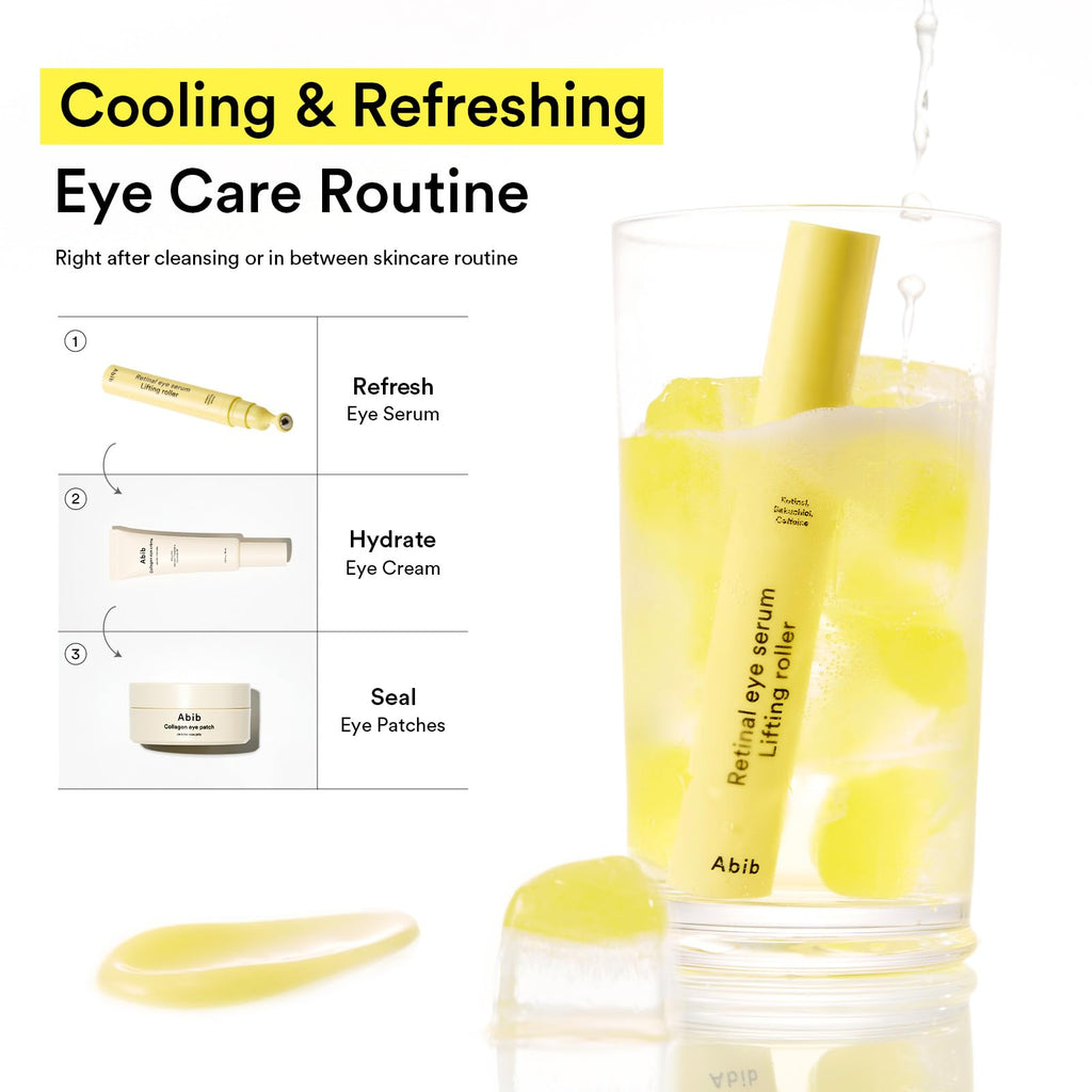 Abib Retinal Eye Serum Lifting Roller – 0.5 Fl Oz (15ml) | Anti-Aging Eye Care with Caffeine & Bakuchiol
