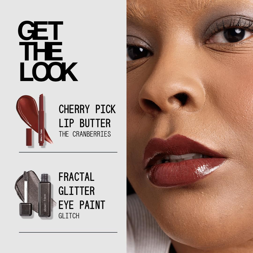 about-face Cherry Pick Lip Color Butter – High-Shine, Hydrating Lip Balm with Pomegranate Flower Extract & Cherry Butter – Vegan, Cruelty-Free, Clean Beauty – 0.06 oz (The Cranberries – Spiced Wood)