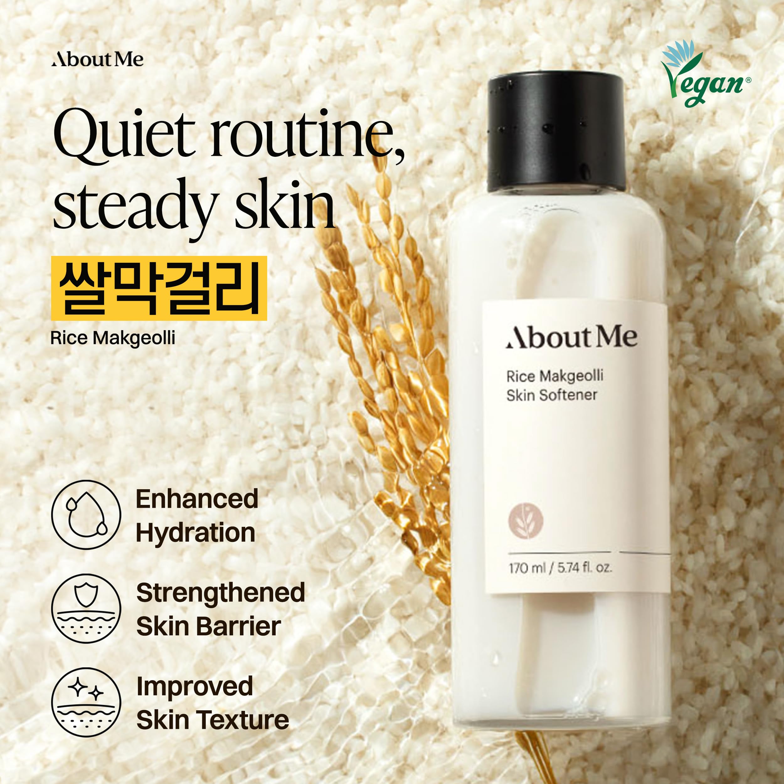 About Me Rice Makgeolli Skin Softener – 5 Ceramides & Rice Bran Toner for All Skin Types | 170ml