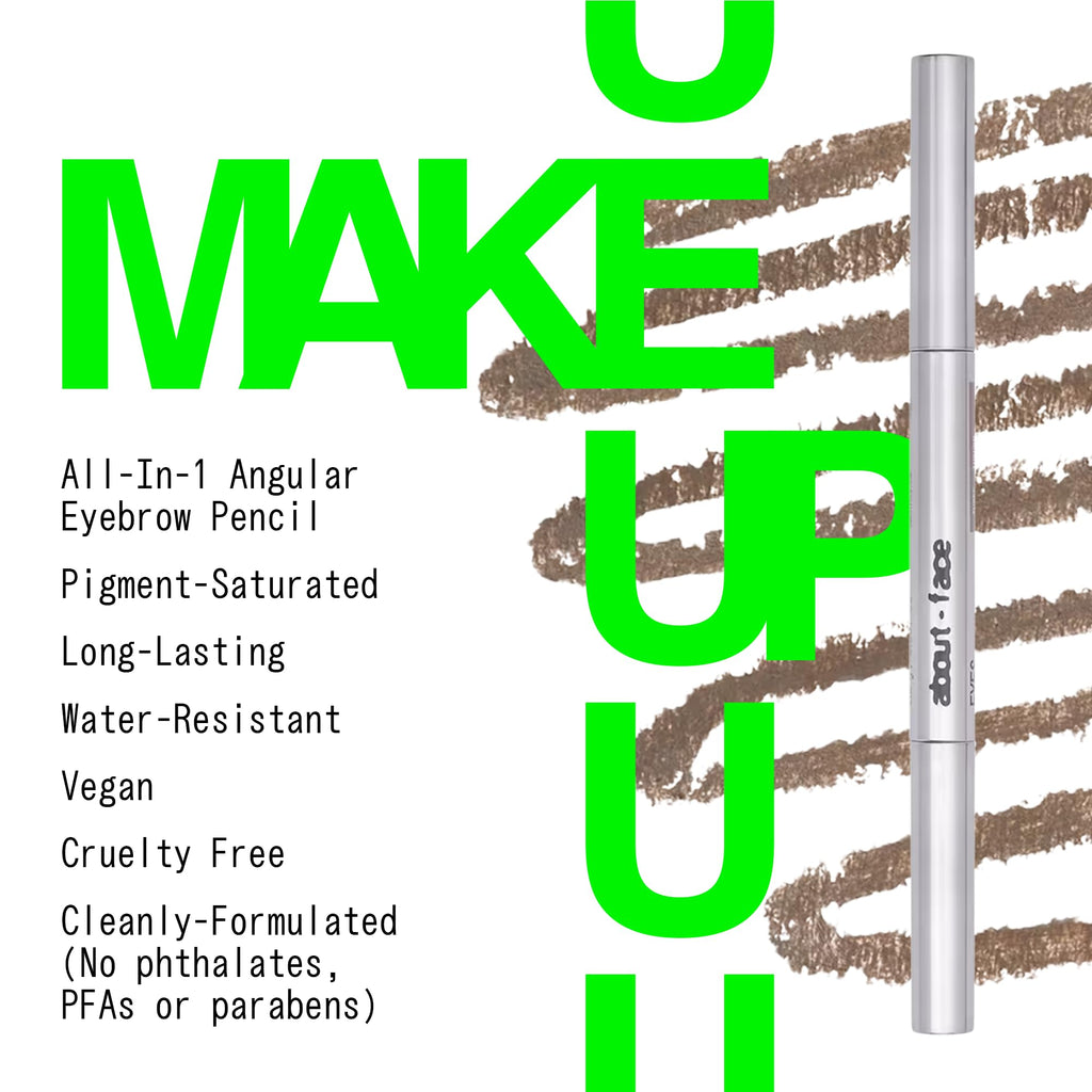 about-face Brow Artist – Long-Wear Brow Pencil with Built-In Spoolie – Clean, Vegan, Cruelty-Free – 0.007 oz (Four – Light Brown)