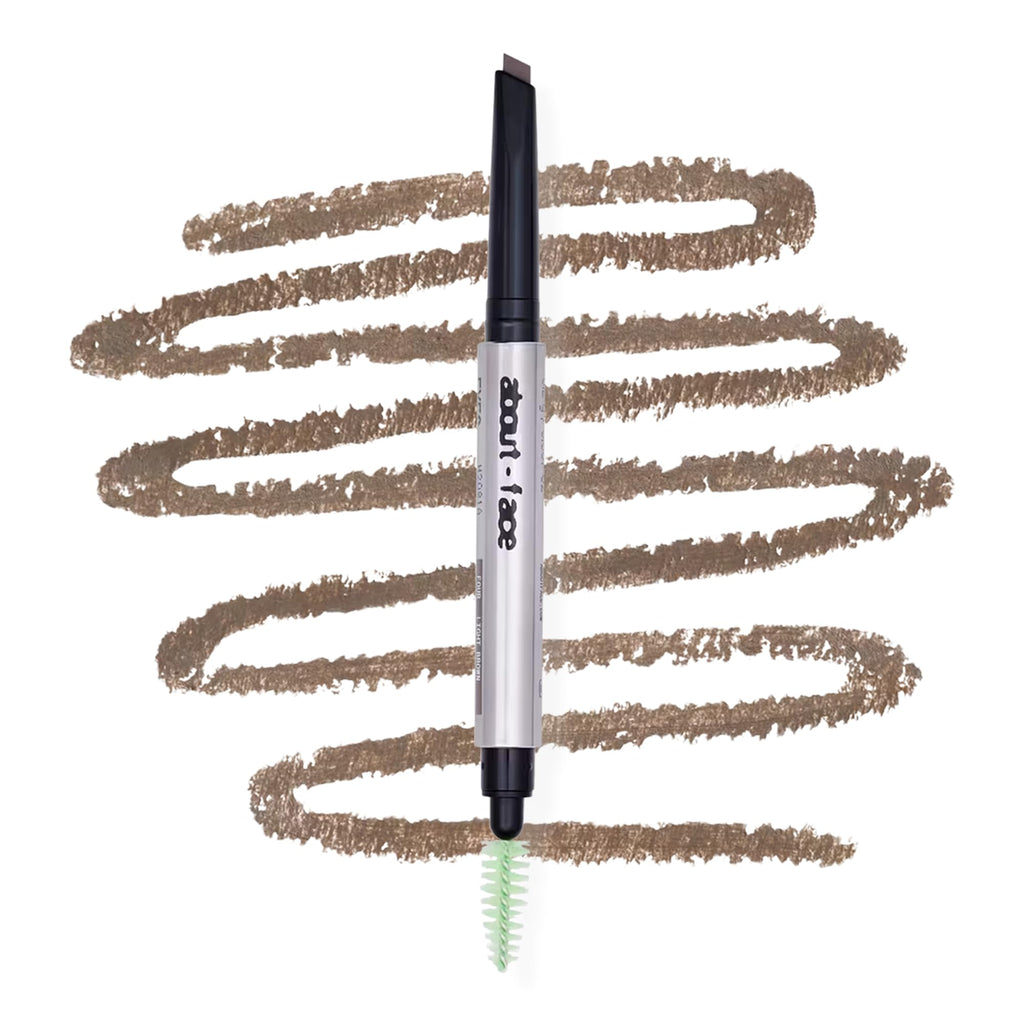 about-face Brow Artist – Long-Wear Brow Pencil with Built-In Spoolie – Clean, Vegan, Cruelty-Free – 0.007 oz (Four – Light Brown)
