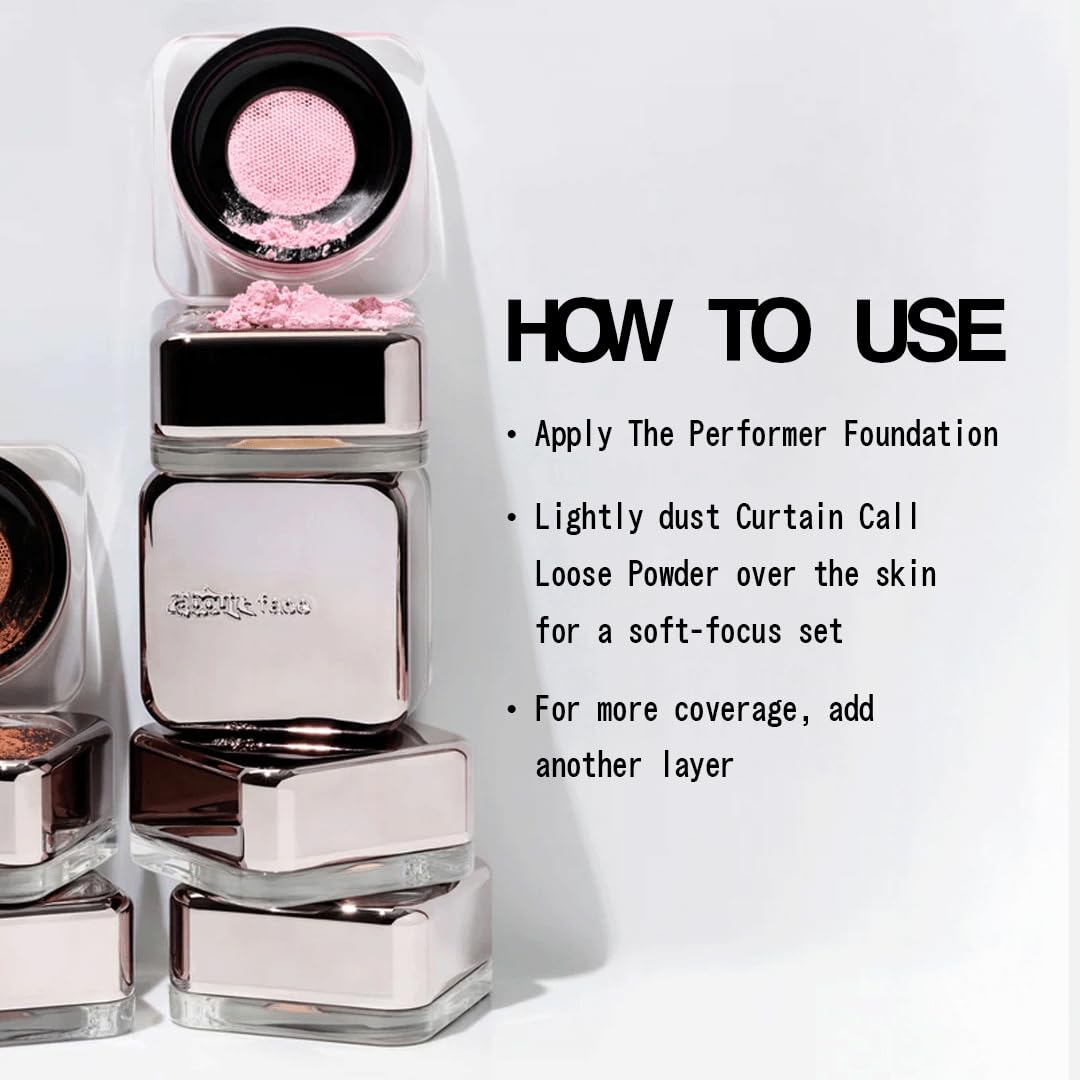 about-face Curtain Call Set & Smooth Loose Powder Veil – Lightweight, Oil-Absorbing Setting Powder with Rice Starch & Corn-Based Talc Alternative – Vegan, Cruelty-Free – 0.35oz (Light)