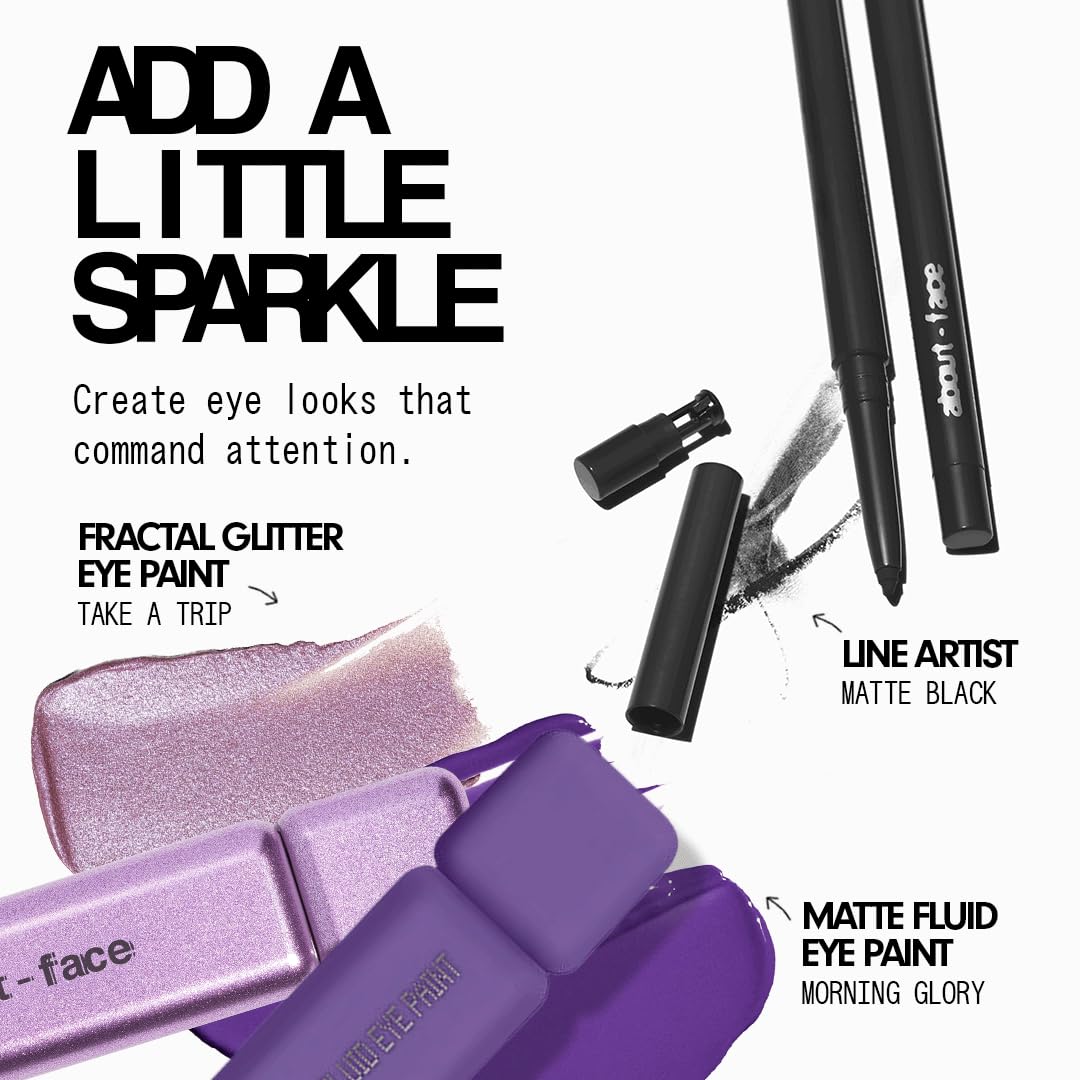 About Face Fractal Glitter Eye Paint Take A Trip – Smudge-Proof, Long-Lasting Lavender Liquid Eyeshadow (0.13 oz)