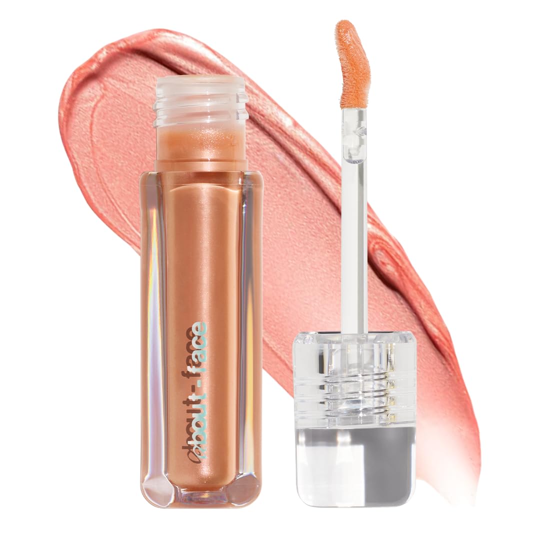 about-face Light Lock Lip Gloss Such Great Heights – High-Shine Lip Oil Gloss (Vegan, Cruelty-Free, 0.21 oz, Shimmering Pale Peach)