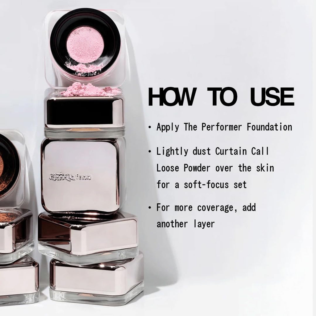 About Face Curtain Call Set + Powder Applause Deep – Lightweight, Oil-Absorbing Setting Powder (0.35 oz)