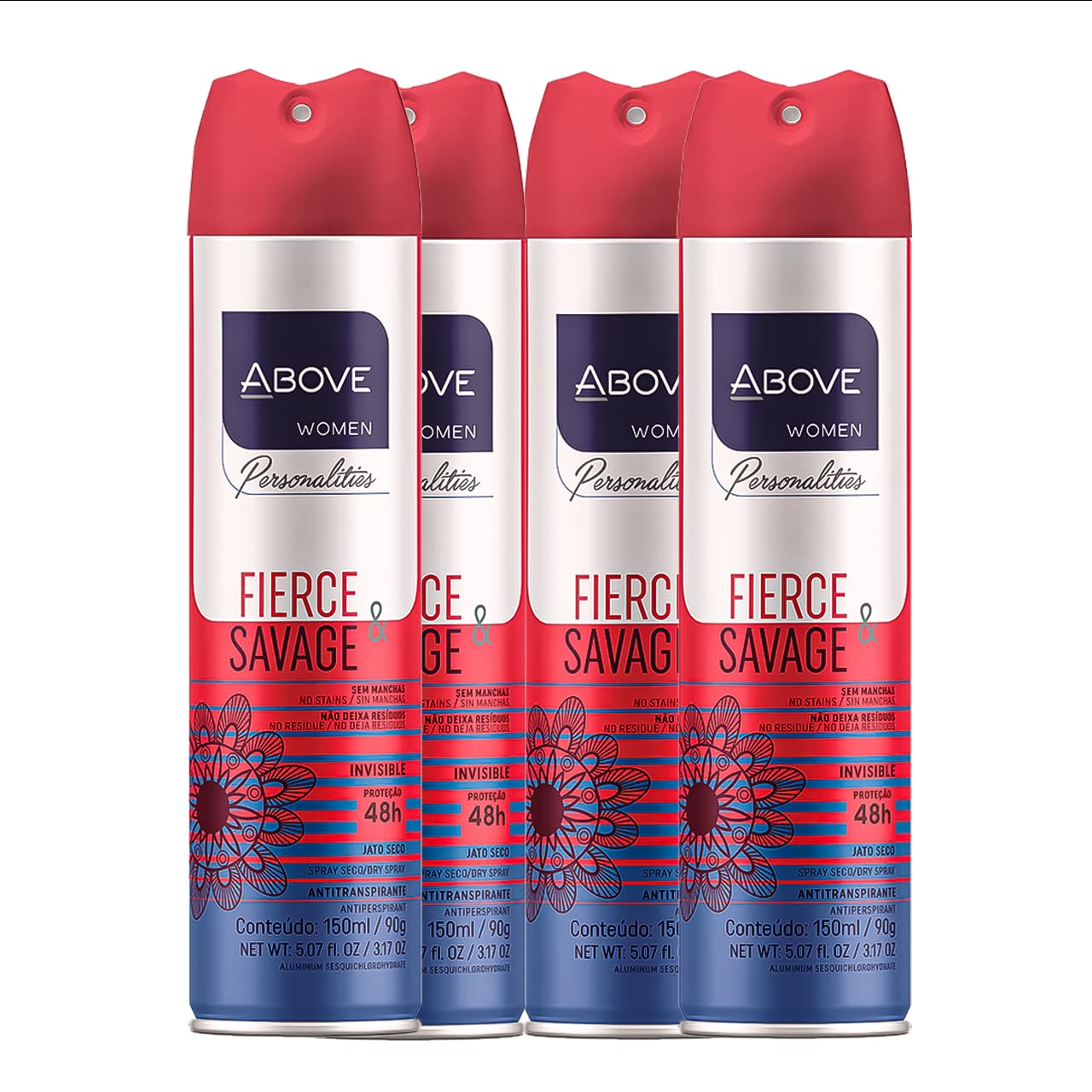 ABOVE Fierce & Savage 4pc Antiperspirant Dry Spray Set – Pink Pepper & Jasmine – Alcohol-Free
