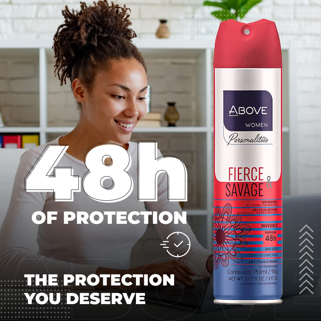 ABOVE Fierce & Savage 4pc Antiperspirant Dry Spray Set – Pink Pepper & Jasmine – Alcohol-Free