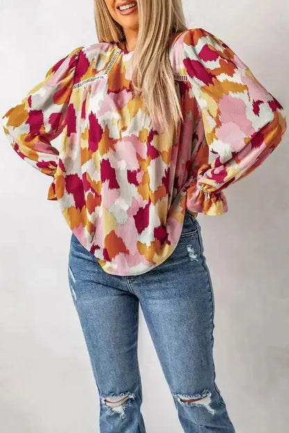 Abstract Printed Long Sleeve Blouse