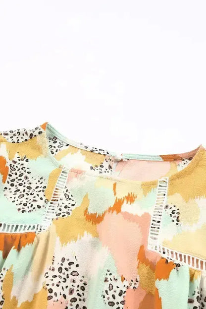 Abstract Printed Long Sleeve Blouse