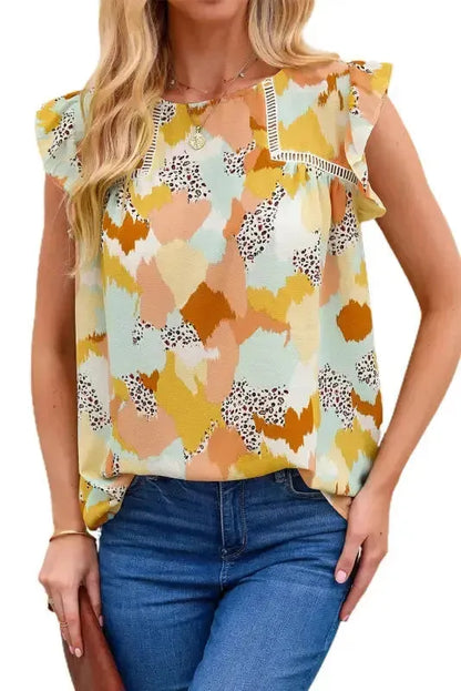 Abstract Printed Long Sleeve Blouse