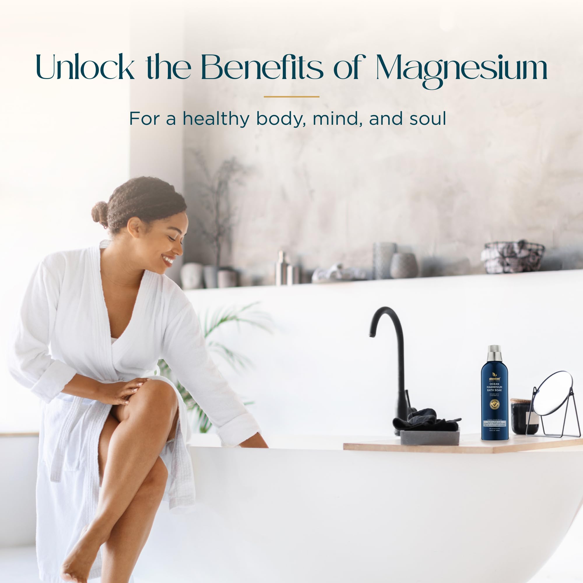 Abundant Natural Health Ocean Magnesium Bath Soak with Lavender – Hydrate, Soothe & Relax, 500mL