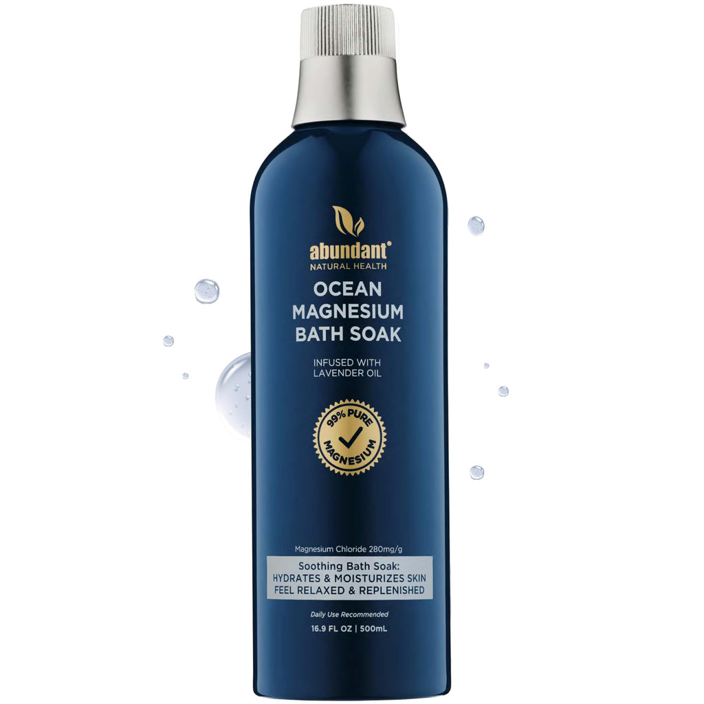 Abundant Natural Health Ocean Magnesium Bath Soak with Lavender – Hydrate, Soothe & Relax, 500mL