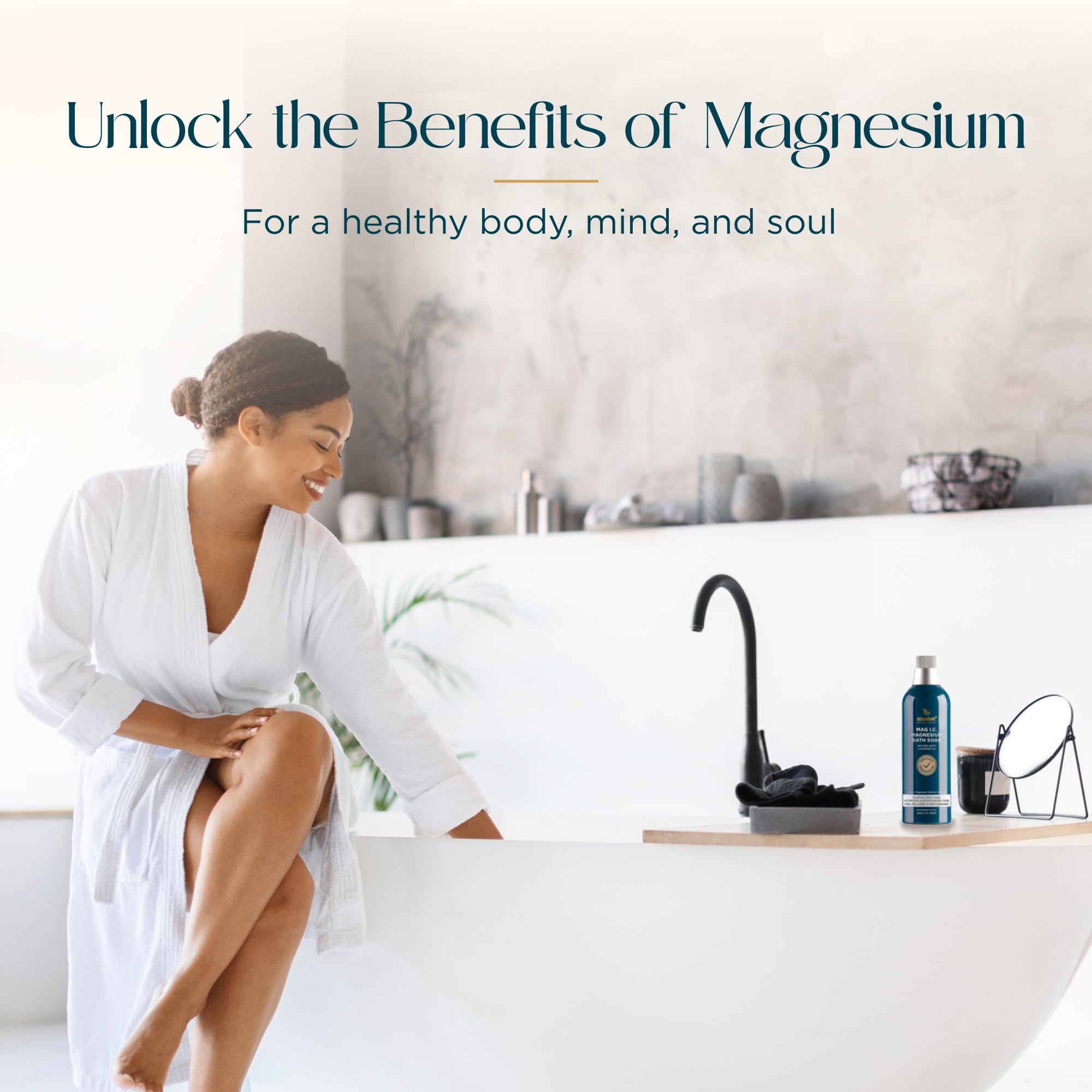 Abundant Natural Health Ocean Magnesium Bath Soak with Lavender – Hydrate, Soothe & Relax, 500mL