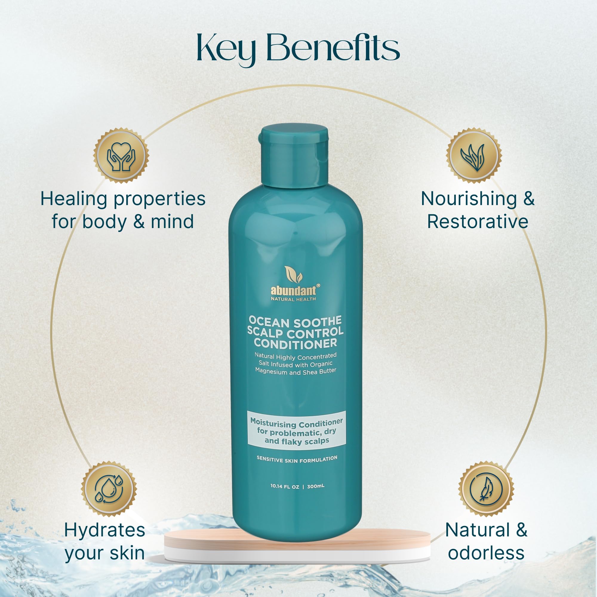 Abundant Natural Health Ocean Soothe Scalp Control Conditioner | Magnesium Salt, Shea & Eucalyptus | 300mL