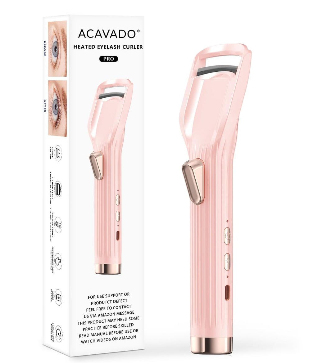 Acavado Heated Eyelash Curler Premium PRO – 8s Heat, 2 Modes, Type-C Pink