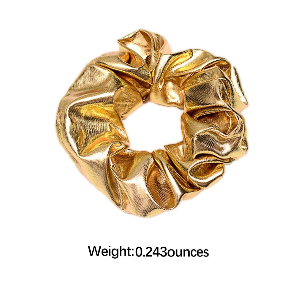 ACCGLORY Shiny Metallic Mermaid Scrunchies – Hair Elastics for Gym, Party & Club