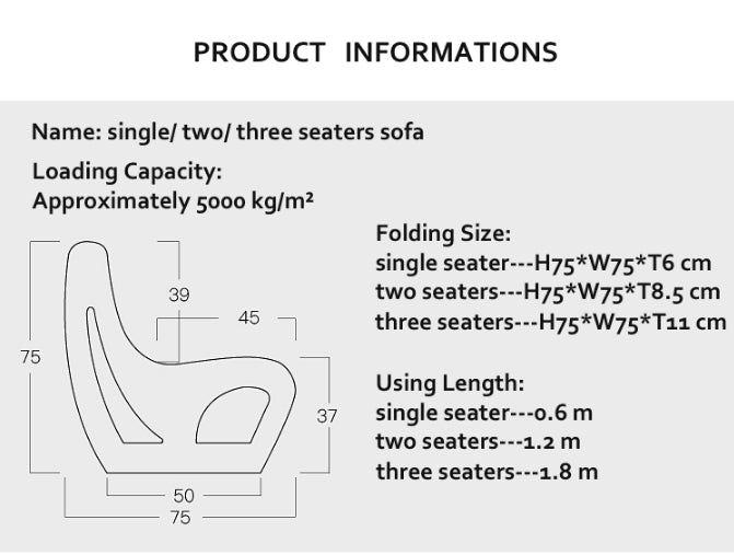 Accordion Sofa Single Seater, Two Seater, Three Seater, Foldable