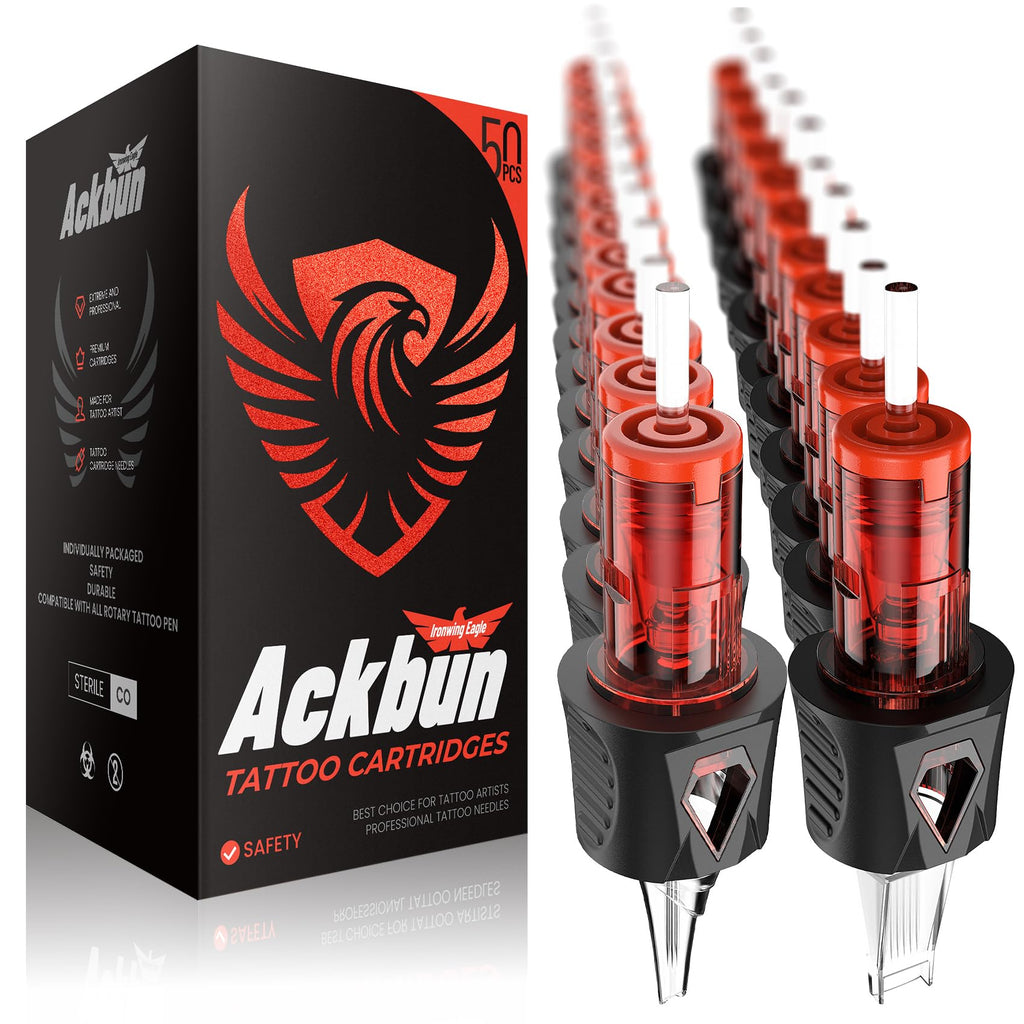 Ackbun 50 Mixed Finger Ledge Tattoo Cartridges – 3RL/5RL/7RL/9RL/11RL + RS/RM/M1 with Anti-Backflow Membrane