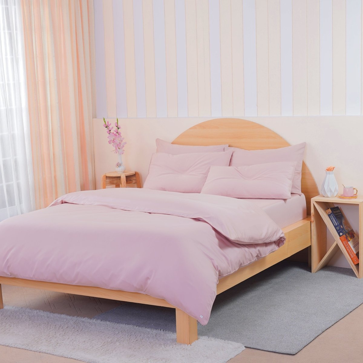 Ackly Bamboo - Blush Duvet Cover, Fitted Sheet & Pillowcases Set