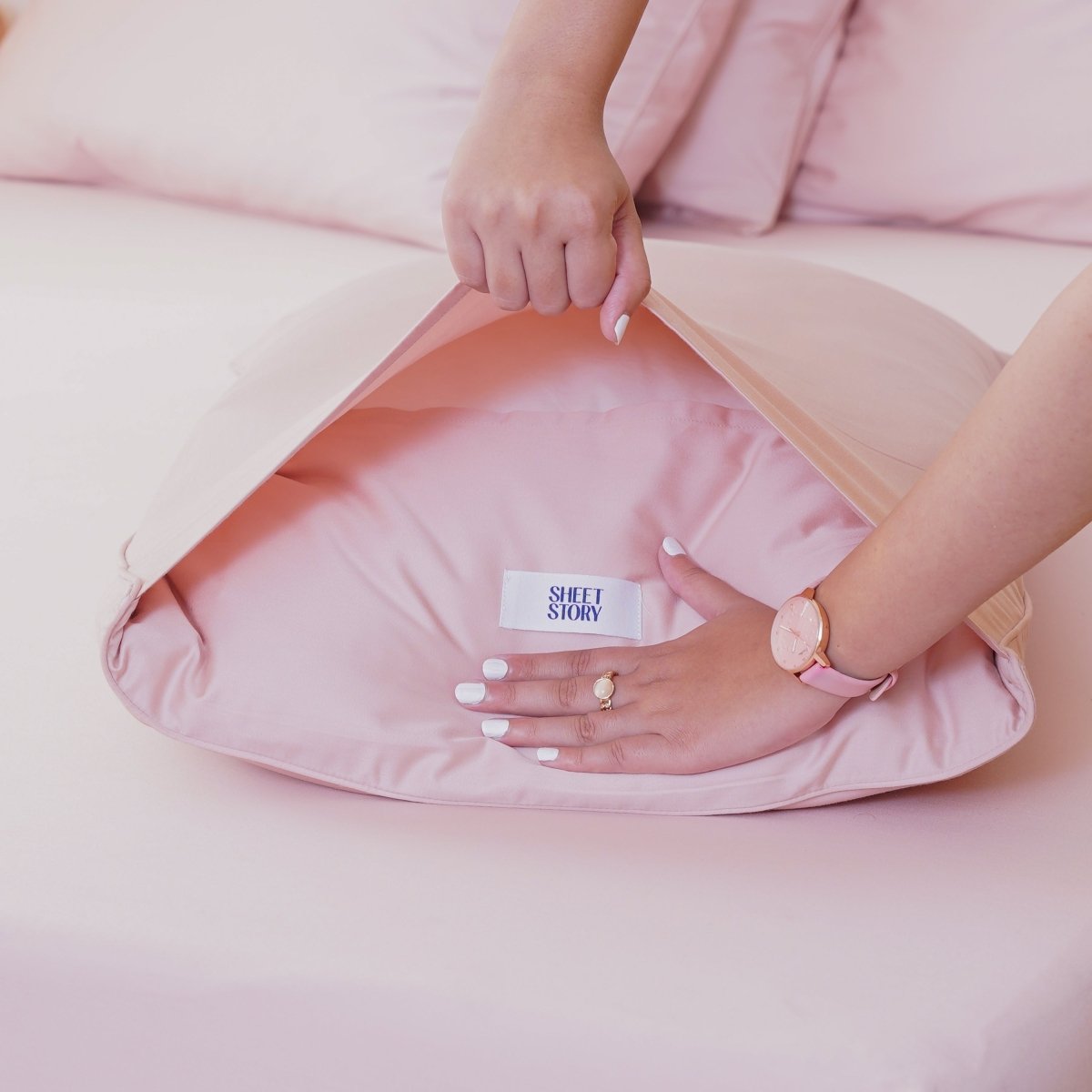 Ackly Bamboo - Blush Duvet Cover, Fitted Sheet & Pillowcases Set