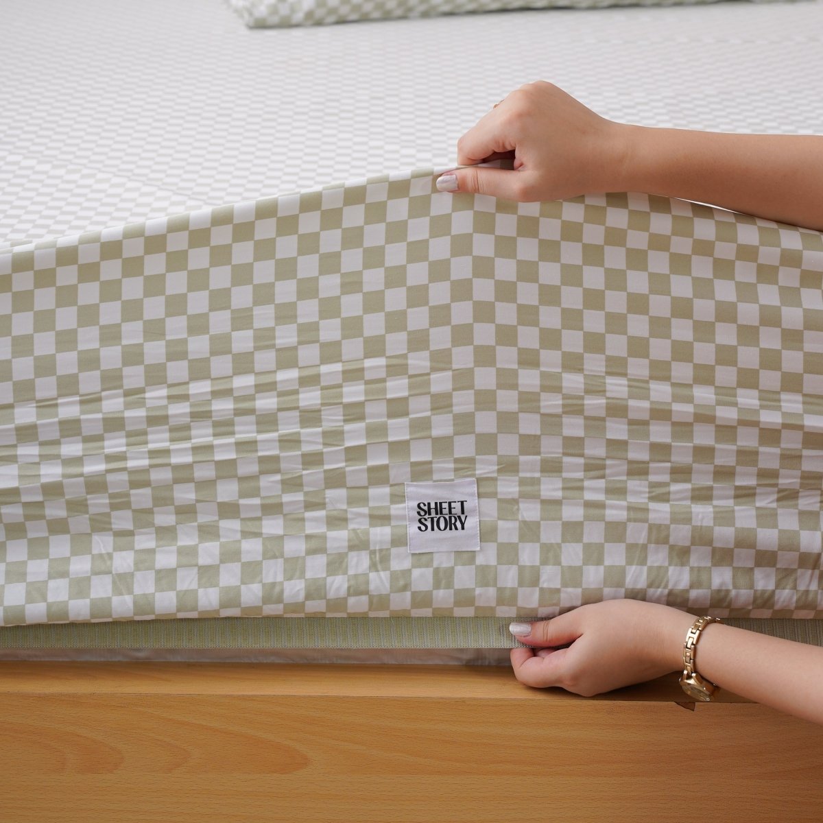 Ackly Bamboo - Sage Green Checkerboard Bedding