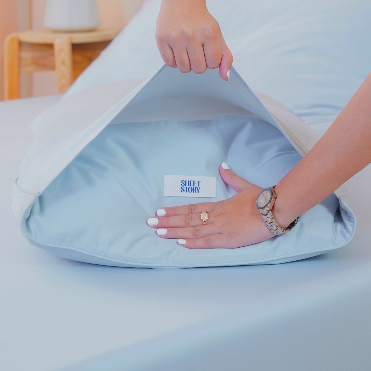 Ackly Bamboo - Sky Duvet Cover, Fitted Sheet & Pillowcases Set