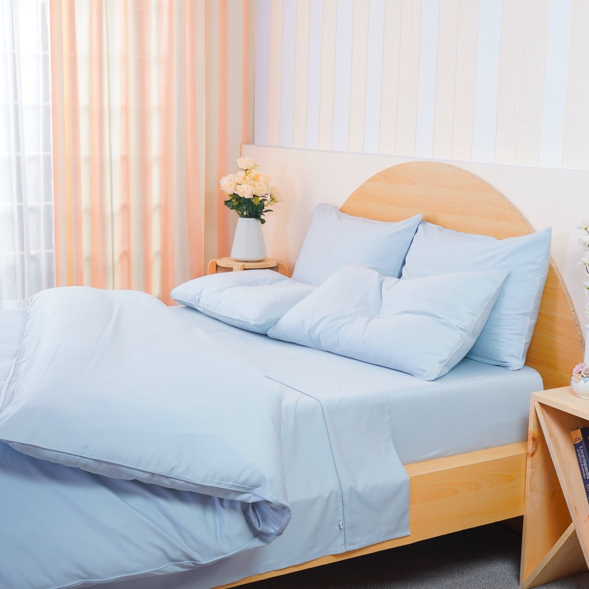 Ackly Bamboo - Sky Duvet Cover, Fitted Sheet & Pillowcases Set
