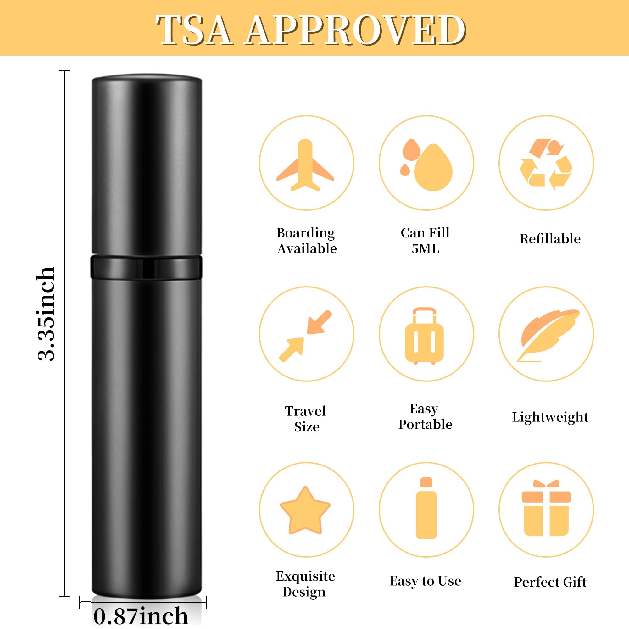 ACMYCH 2-Pack Travel Perfume Atomizers - 5ml Bottom-Filling, Black & Gray