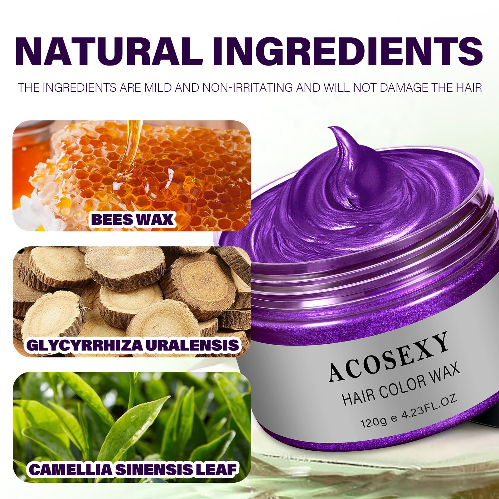 Acosexy Temporary Hair Color Wax Dye – Purple 120g for Halloween & Cosplay