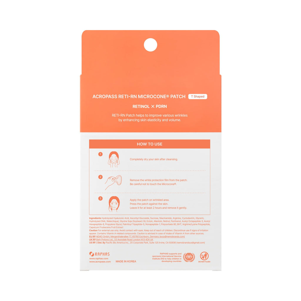 Acropass RETI-RN Microcone Wrinkle Patches – Deep Wrinkles, PDRN 10,000 ppm, Retinol 3,300 IU/g, Hyaluronic Acid | 4 Count