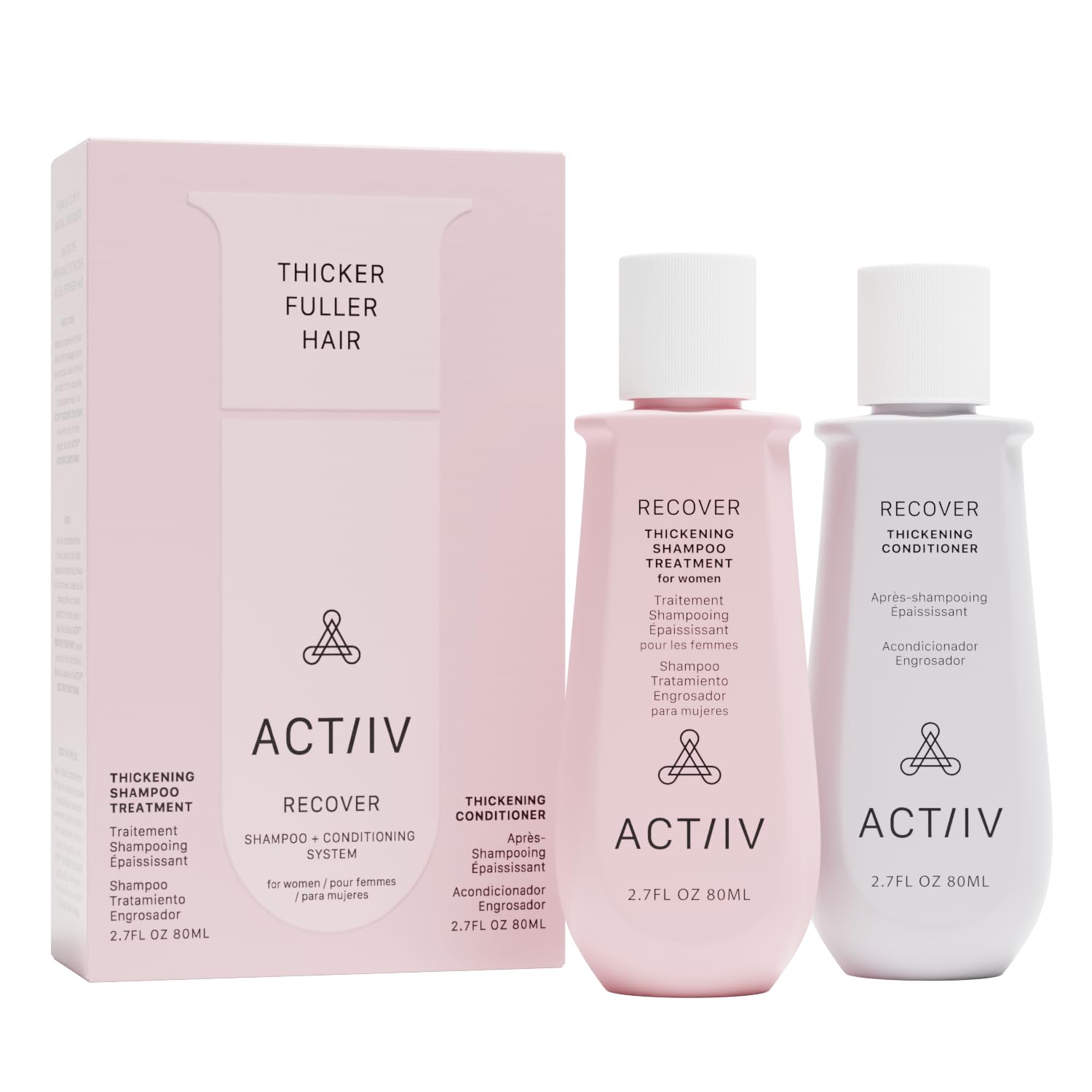 ACTIIV Recover Travel Duo for Women – Fuller-Looking Hair, Plant-Based, Color-Safe (2x2.7 oz)