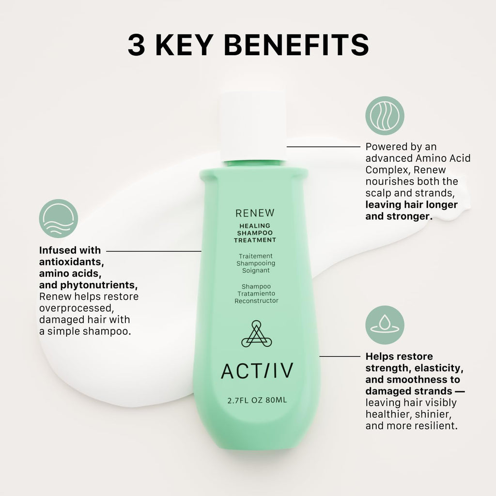 ACTIIV Renew Healing Shampoo Treatment | Plant-Based, Color-Safe Care for Damaged Hair (80 mL)