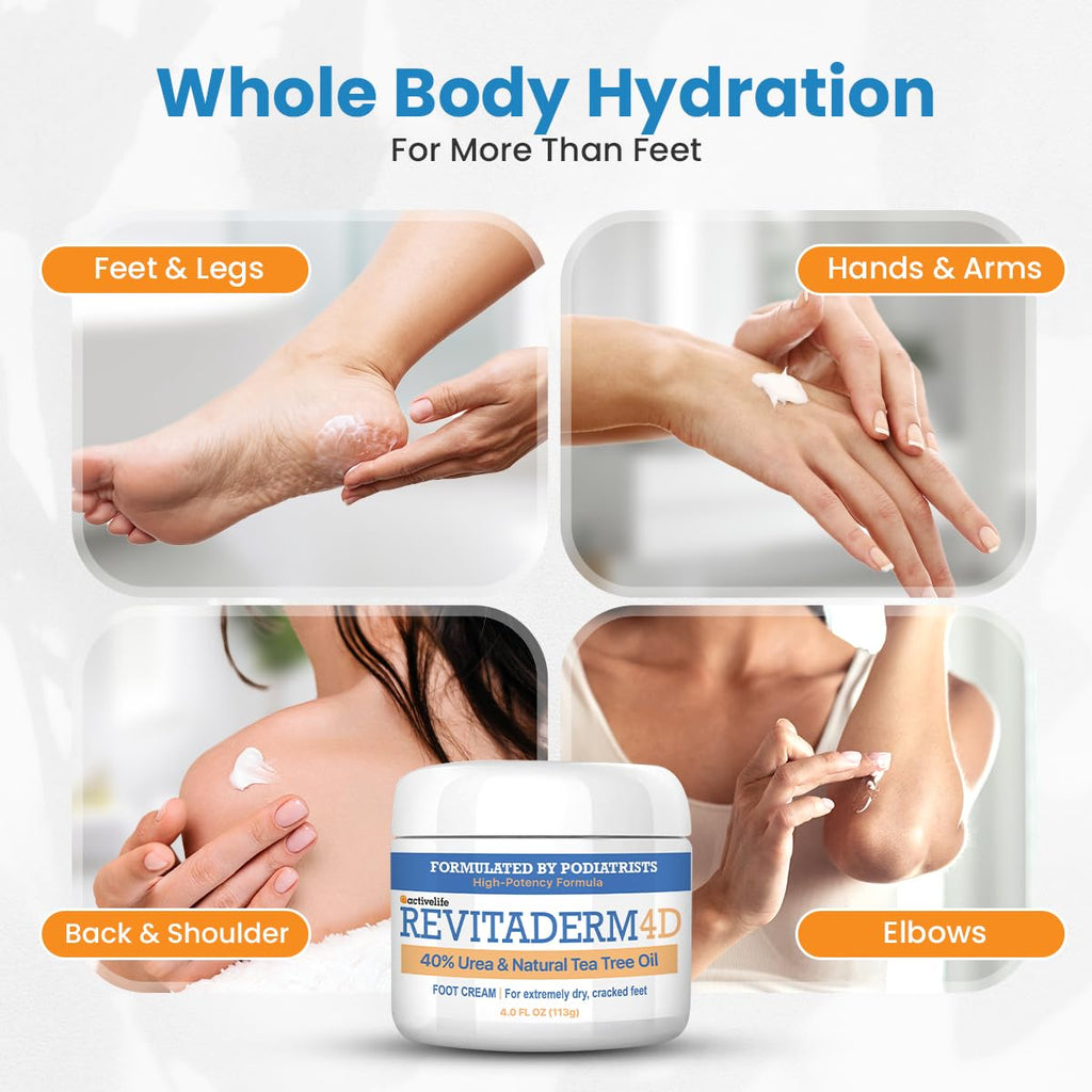 ActivLife RevitaDerm 4D Urea Cream 40% for Feet – Fast-Absorbing, Fragrance-Free (4oz)