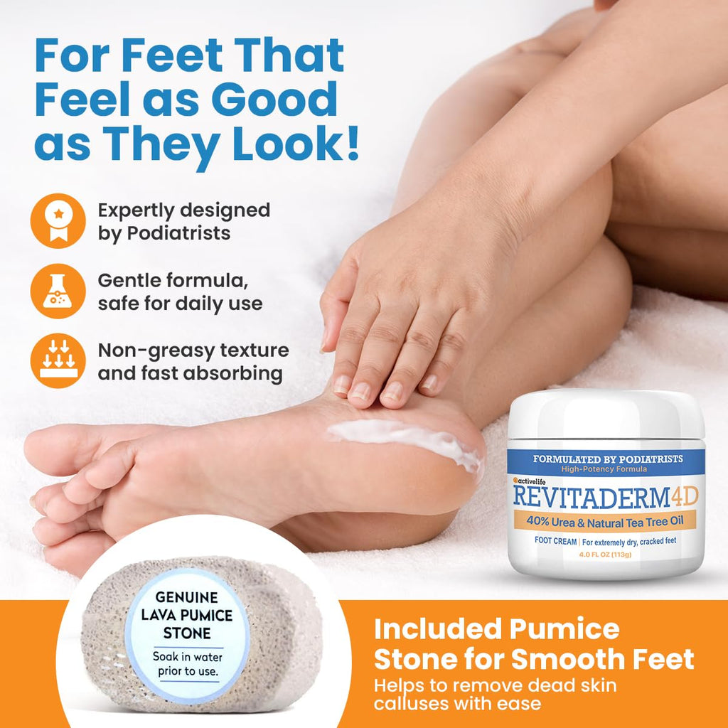 ActivLife RevitaDerm 4D Urea Cream 40% for Feet – Fast-Absorbing, Fragrance-Free (4oz)