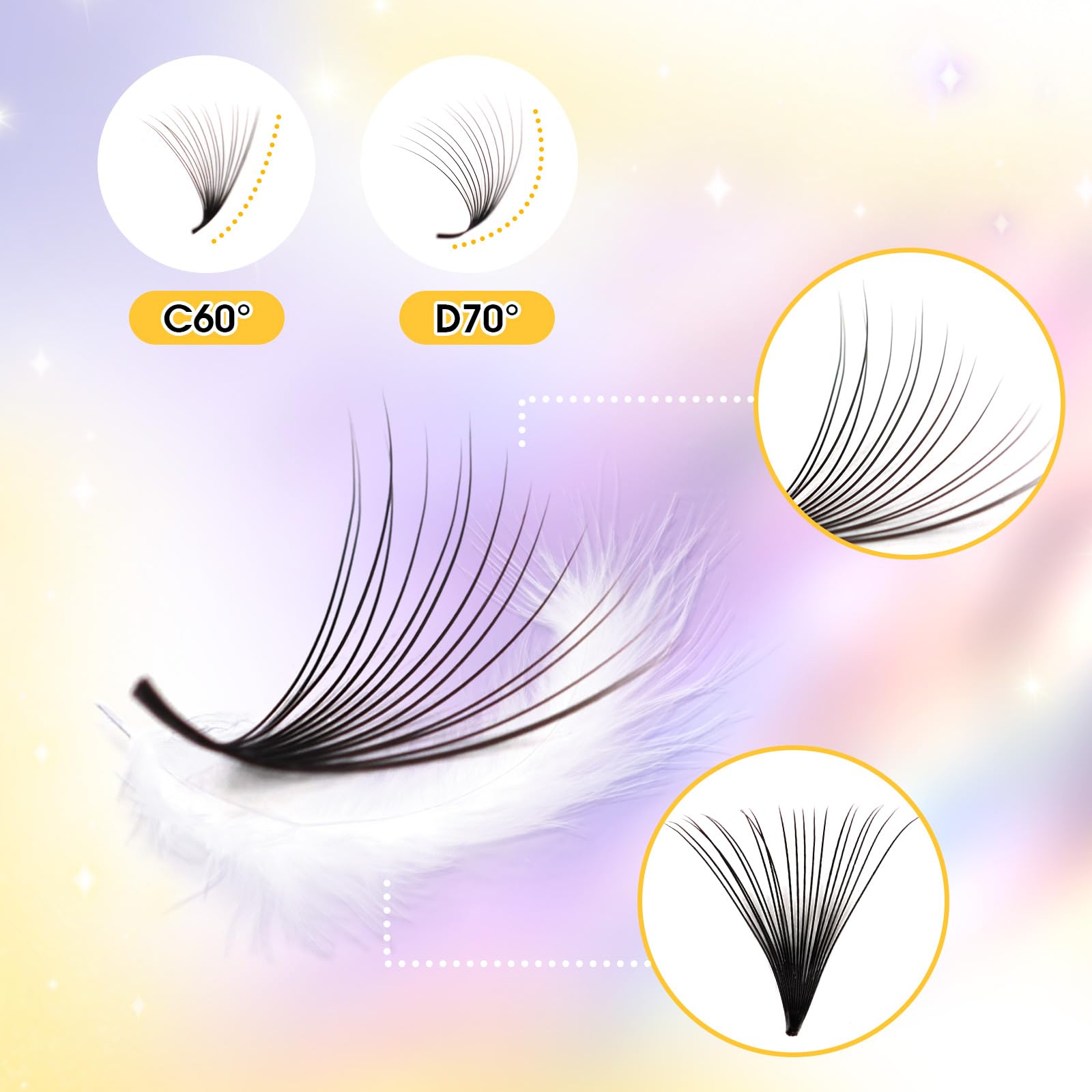 ACTROL 800 Premade Lash Fans – 10D D Curl Middle Stem, 8-15mm Mixed Length Box