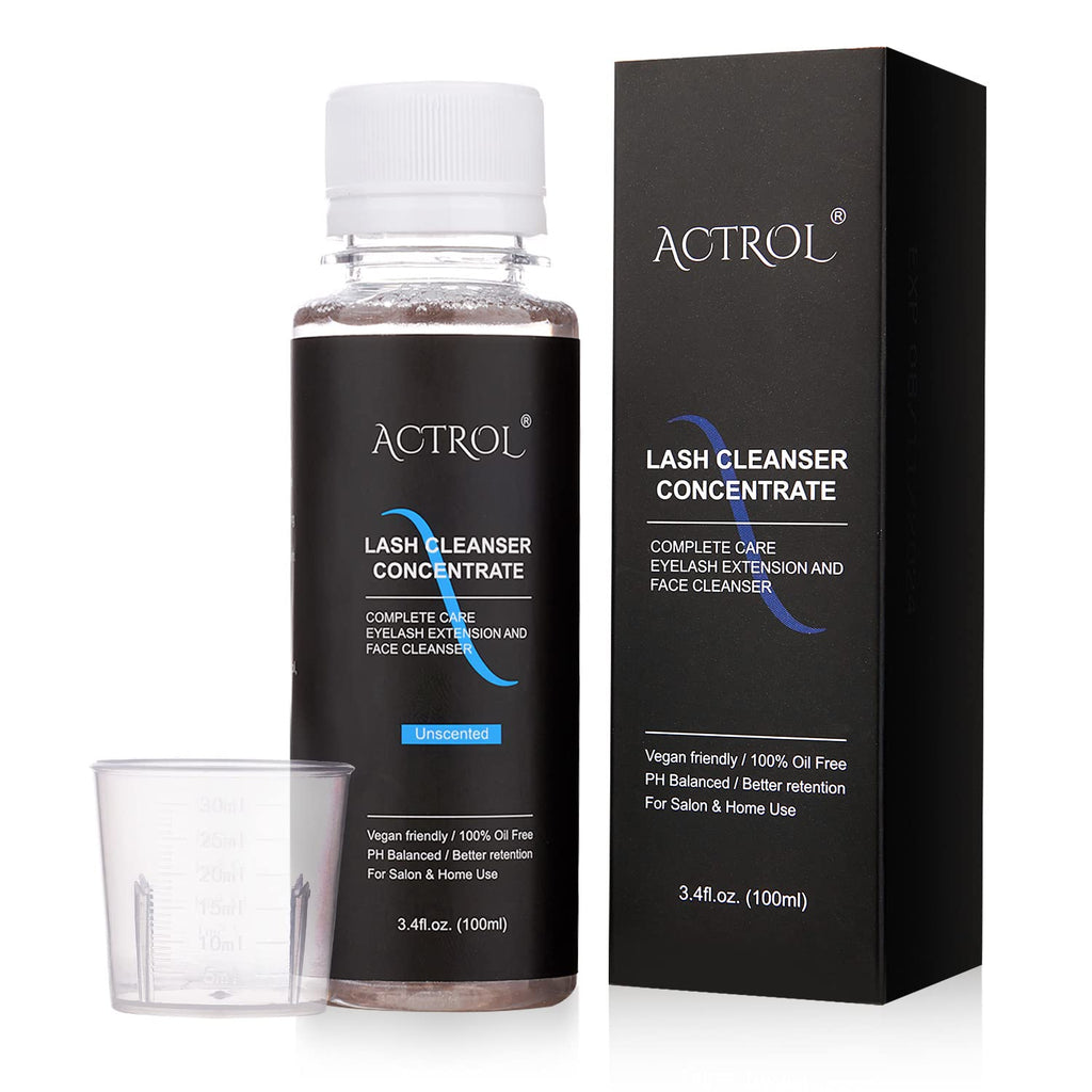 ACTROL Eyelash Cleanser Concentrate 100ml Unscented Foaming Lash Shampoo – Salon & Home Care (Makes 20 Bottles)