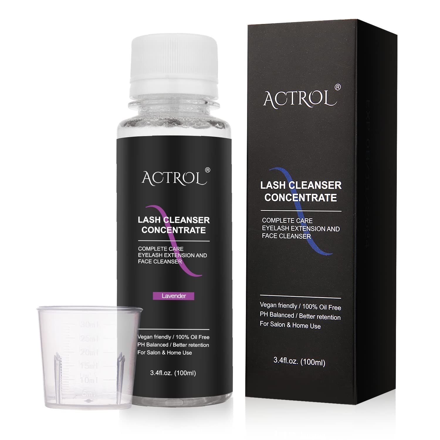 ACTROL Eyelash Cleanser Concentrate 100ml Lavender – Paraben & Sulfate Free Foaming Lash Shampoo