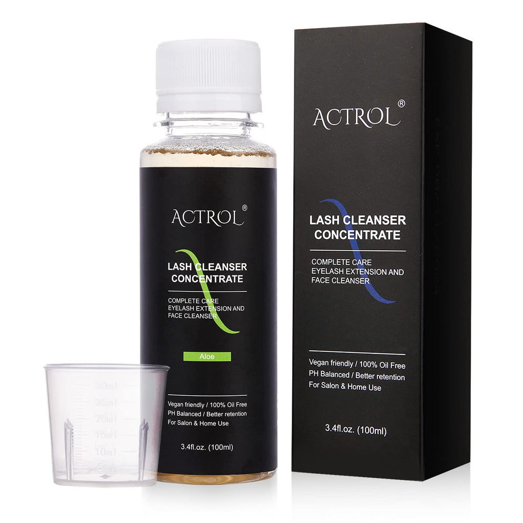 ACTROL Eyelash Cleanser Concentrate 100ml – Aloe Foaming Lash Shampoo for Salon & Home Care