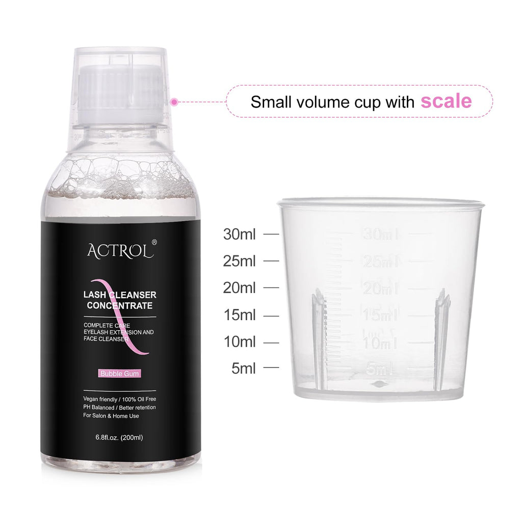 ACTROL Eyelash Cleanser Concentrate 200ml – Bubble Gum Foaming Lash Shampoo Pack of 20